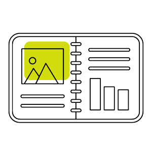 Grafik Doppelseite eines Buches mit Foto und Schaubild